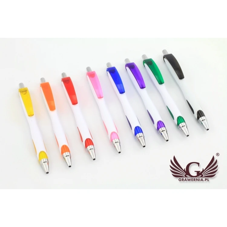 Długopisy plastikowe VIKI WHITE - druk UV - DP011