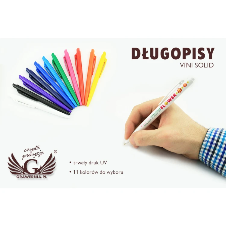 Długopisy plastikowe VINI SOLID - druk UV - DP007