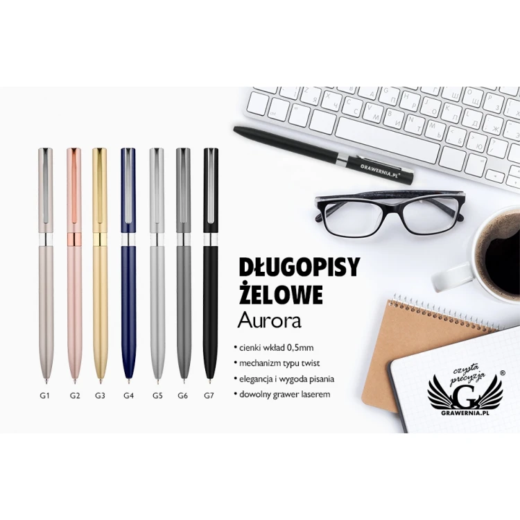 Długopisy żelowe Aurora z dowolnym grawerem - DP017