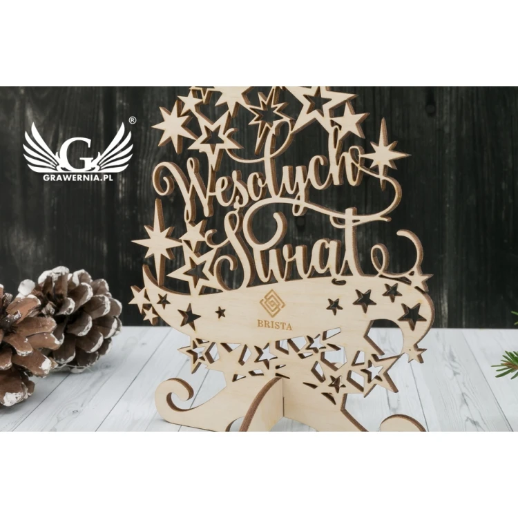 Drewniana choinka z dowolnym grawerem - wys. 19,7cm - DEK011