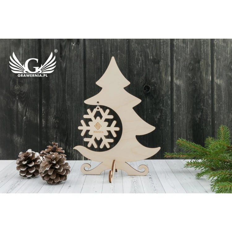 Drewniana choinka z dowolnym grawerem - wys. 19,8cm - DEK012