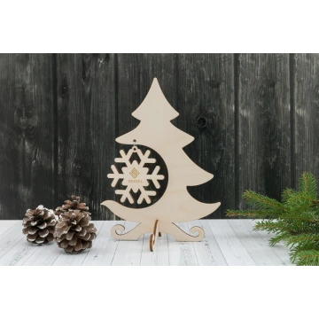 Drewniana choinka z dowolnym grawerem - wys. 19,8cm - DEK012
