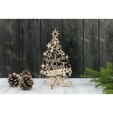 Drewniana choinka z dowolnym grawerem - wys. 19,7cm - DEK011