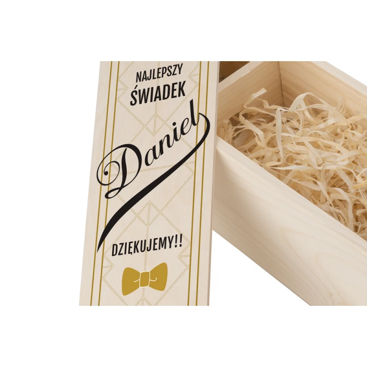 Drewniana skrzynka na alkohol - prezent dla świadków - SK059