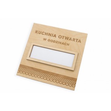 Drewniana tabliczka z okienkiem Folk - wym. 200x200mm - SZK011 