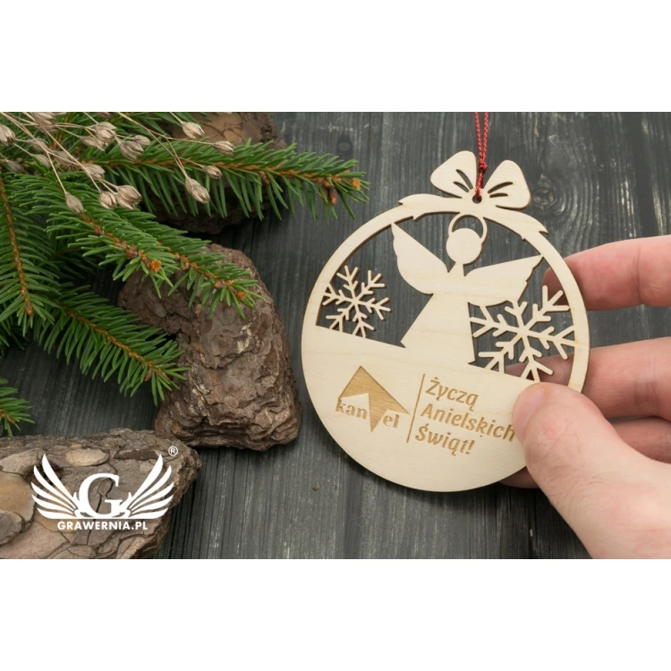 Drewniane bombki choinkowe - wym. 80x93mm - dowolny grawer - BDR024