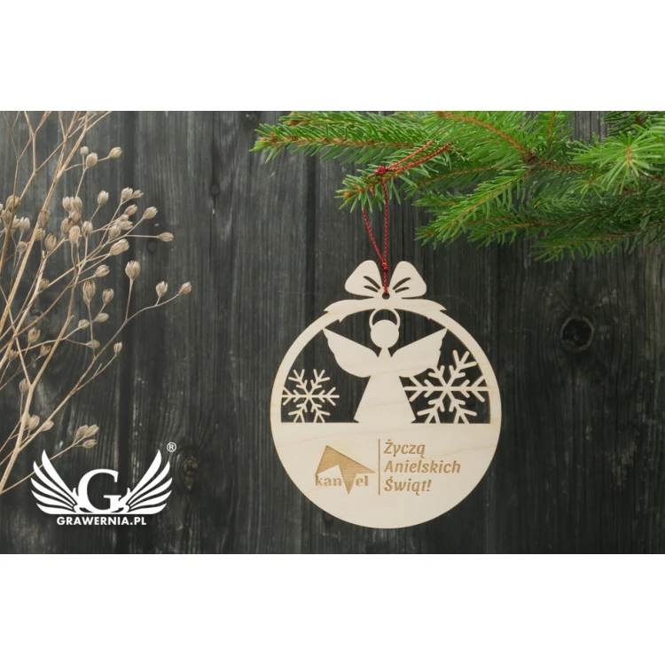Drewniane bombki choinkowe - wym. 80x93mm - dowolny grawer - BDR024