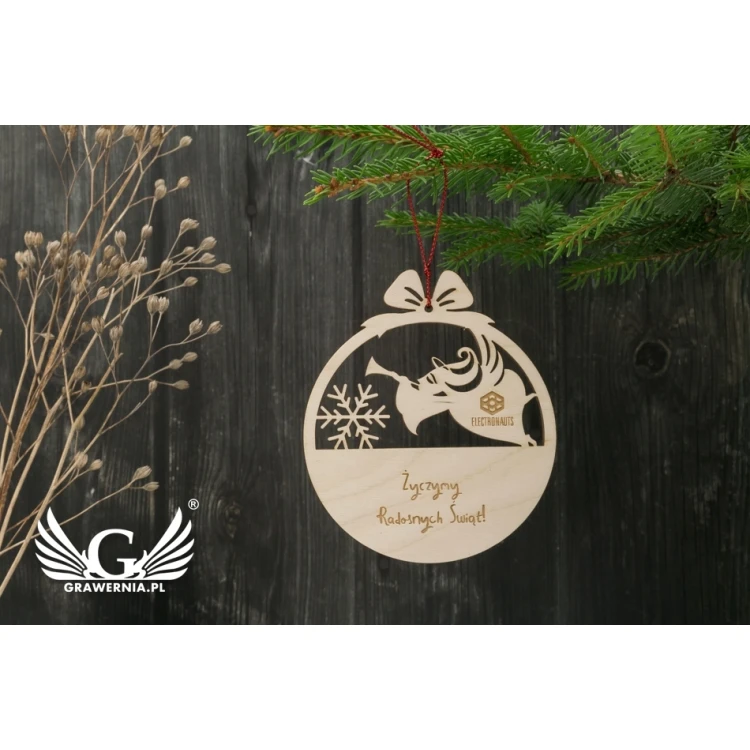 Drewniane bombki choinkowe - wym. 80x93mm - dowolny grawer - BDR017