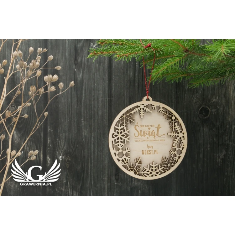 Drewniane bombki choinkowe - wym. 80x85mm - dowolny grawer - BDR019
