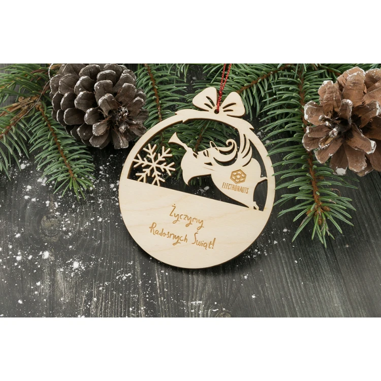 Drewniane bombki choinkowe - wym. 80x93mm - dowolny grawer - BDR017