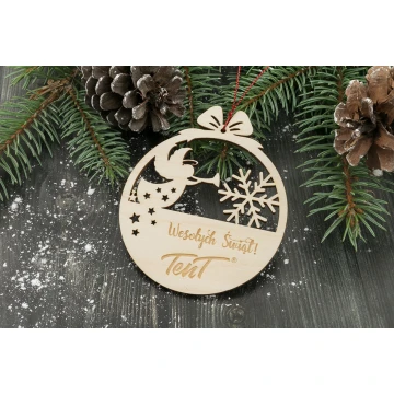 Drewniane bombki choinkowe - wym. 80x93mm - dowolny grawer - BDR018
