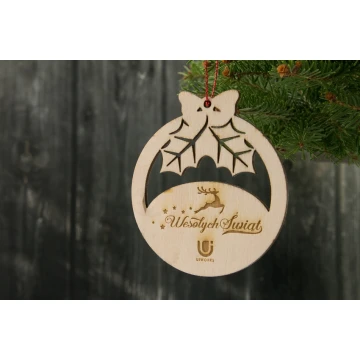 Drewniane bombki choinkowe - wym. 70x77mm - dowolny grawer - BDR014