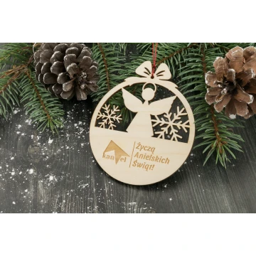 Drewniane bombki choinkowe - wym. 80x93mm - dowolny grawer - BDR024