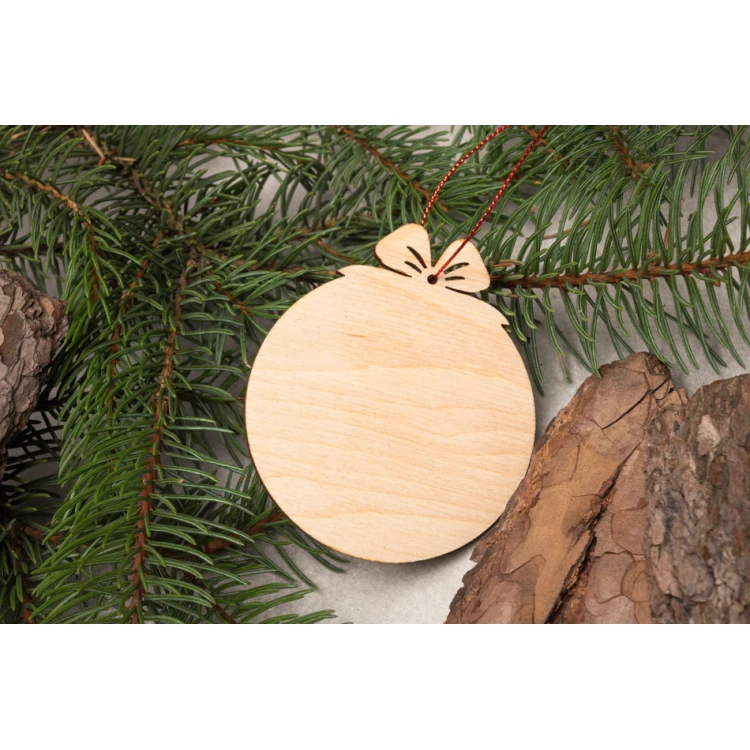 Drewniane bombki choinkowe - wym. 71x83mm - dowolny grawer - BDR040