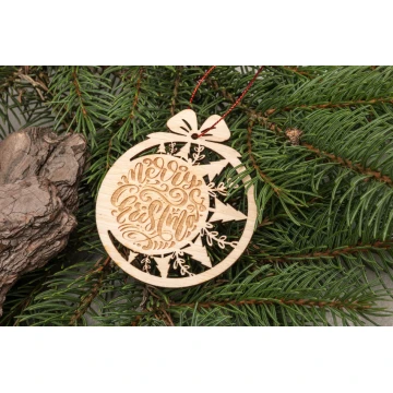 Drewniane bombki choinkowe - wym. 71x83mm - dowolny grawer - BDR041