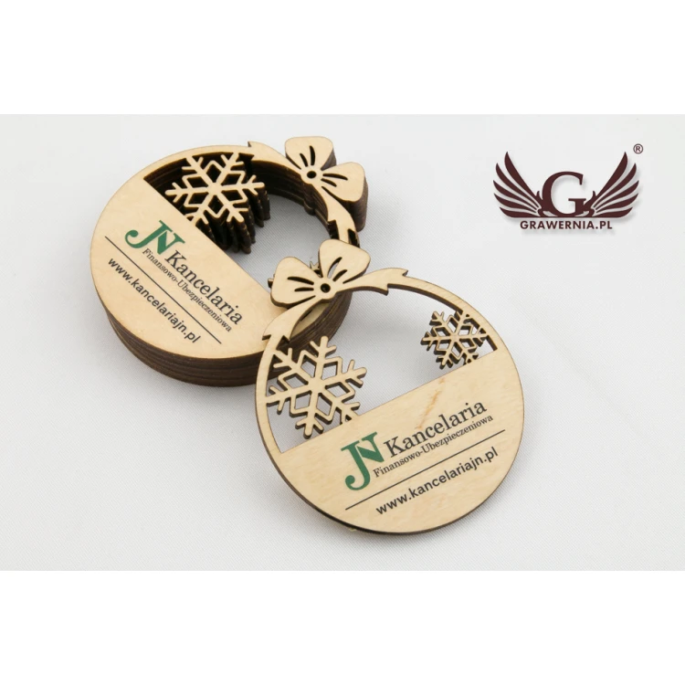 Drewniane bombki choinkowe z dowolnym nadrukiem UV - wym. 71x82mm - BDR002