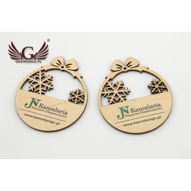 Drewniane bombki choinkowe z dowolnym nadrukiem UV - wym. 71x82mm - BDR002