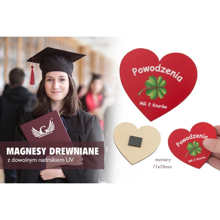 Drewniane magnesy dla absolwentów - kolorowy druk UV - MGN016