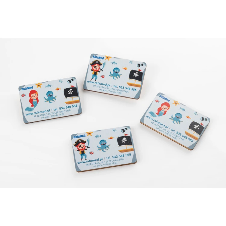 Drewniane magnesy z logo - druk UV - MGN023