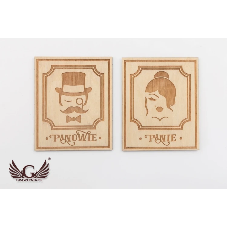 Drewniane tabliczki do toalety w stylu retro - TT039 - wym. 123x100mm