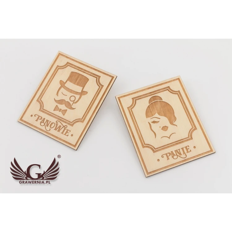 Drewniane tabliczki do toalety w stylu retro - TT039 - wym. 123x100mm