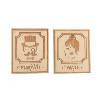 Drewniane tabliczki do toalety w stylu retro - TT039 - wym. 123x100mm