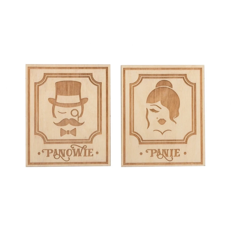 Drewniane tabliczki do toalety w stylu retro - TT039 - wym. 123x100mm