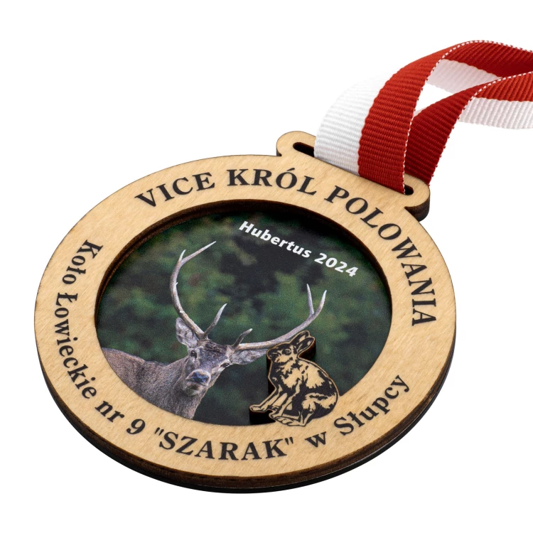 Drewniany medal Premium z motywem natury - śr. 80 mm - MGR120