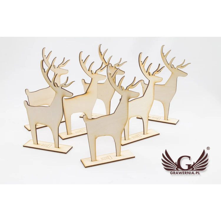 Drewniany renifer z dowolnym grawerem - wys. 18cm - DEK008