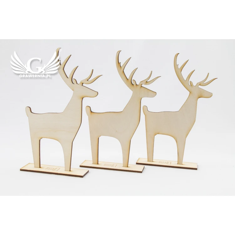 Drewniany renifer z dowolnym grawerem - wys. 18cm - DEK008