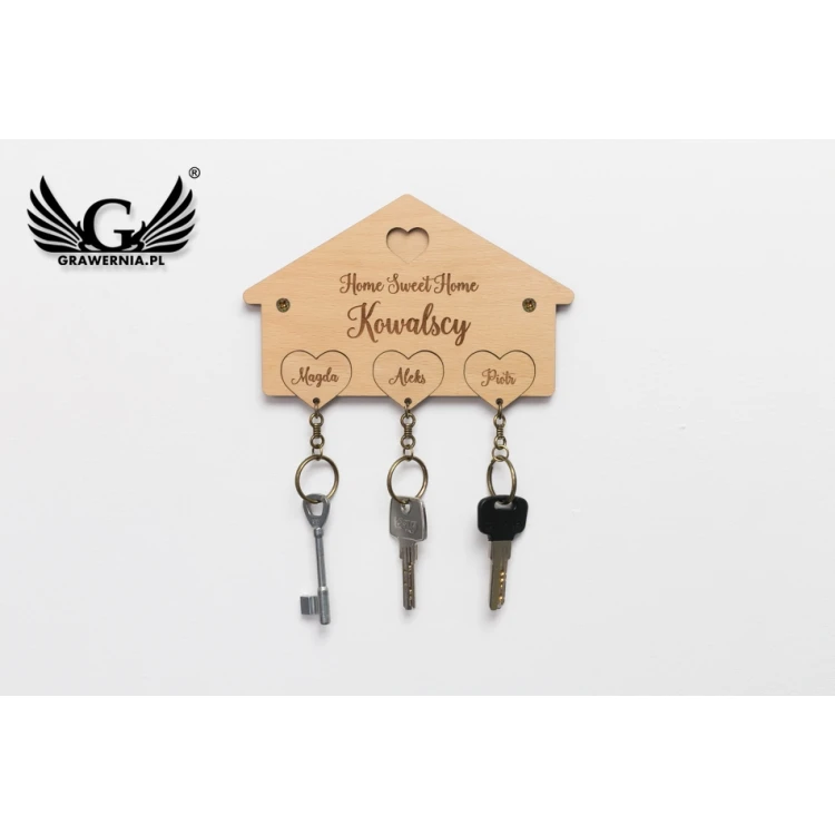 Drewniany wieszak na klucze Home Sweet Home - DEK016