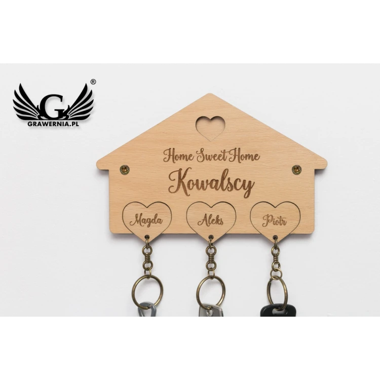 Drewniany wieszak na klucze Home Sweet Home - DEK016