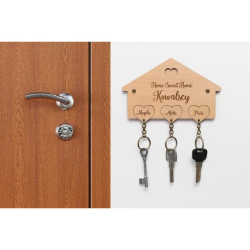 Drewniany wieszak na klucze Home Sweet Home - DEK016