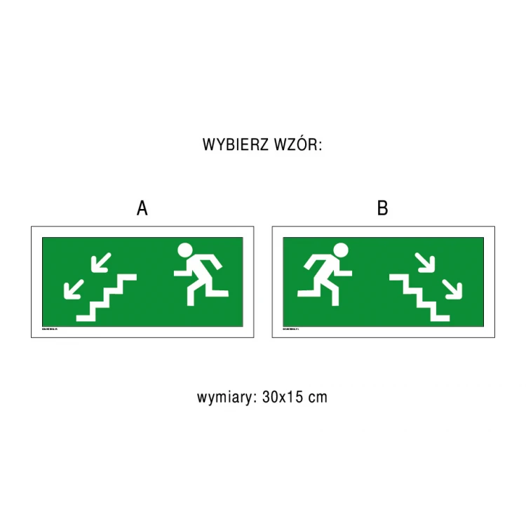 Droga ewakuacyjna schody - tabliczka ewakuacyjna - wym. 300x150mm - PVC - kolorowy druk UV - BHP093