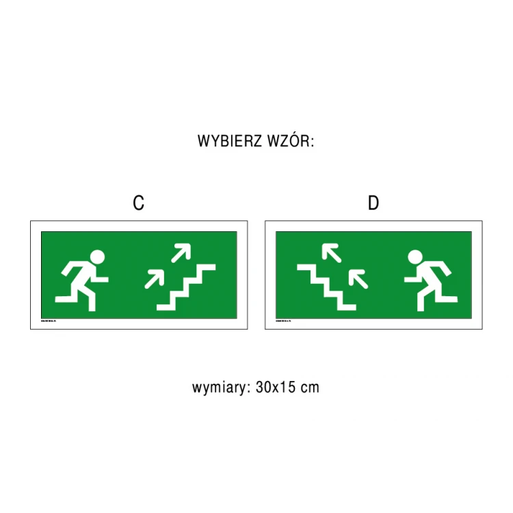 Droga ewakuacyjna schody - tabliczka ewakuacyjna - wym. 300x150mm - PVC - kolorowy druk UV - BHP093