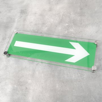 Droga ewakuacyjna - tabliczka BHP z plexi z pismem Braille'a - wym. 350x120mm - TAB522