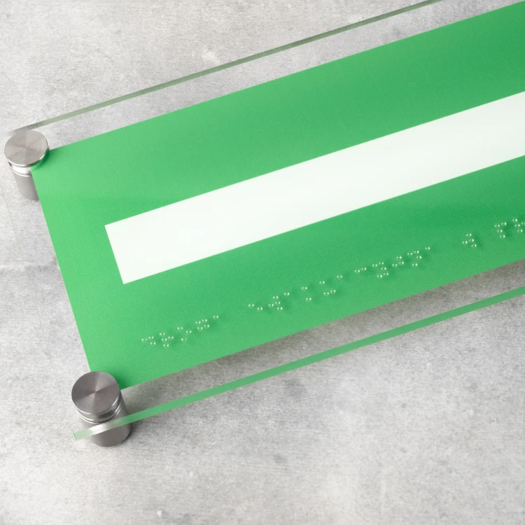 Droga ewakuacyjna - tabliczka BHP z plexi z pismem Braille'a - wym. 350x120mm - TAB522