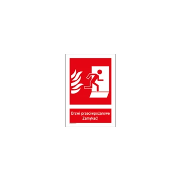 Drzwi przeciwpożarowe zamykać - tabliczka przeciwpożarowa wym. 150x220mm - PVC - kolorowy druk UV - BHP130