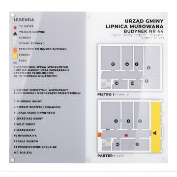 Duży plan tyflograficzny z pismem Braille'a - plexi i ADA - wym: 560x530mm - TAB535