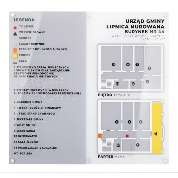 Duży plan tyflograficzny z pismem Braille'a - plexi i ADA - wym: 560x530mm - TAB535