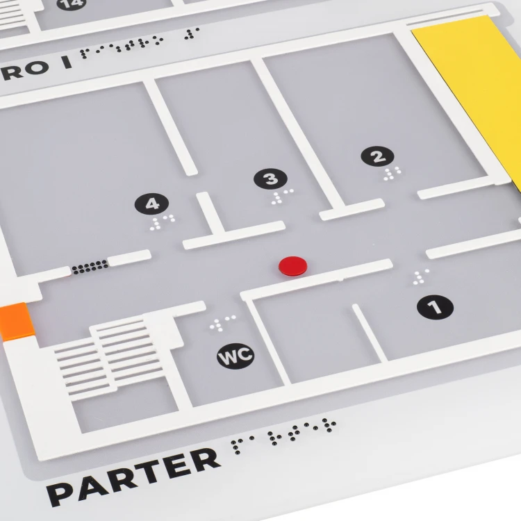 Duży plan tyflograficzny z pismem Braille'a - plexi i ADA - wym: 560x530mm - TAB535
