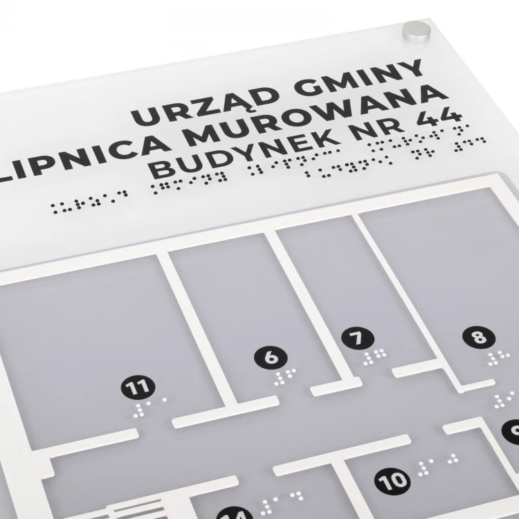Duży plan tyflograficzny z pismem Braille'a - plexi i ADA - wym: 560x530mm - TAB535