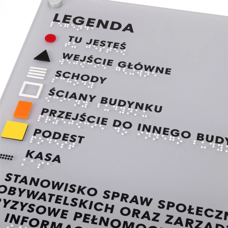 Duży plan tyflograficzny z pismem Braille'a - plexi i ADA - wym: 560x530mm - TAB535