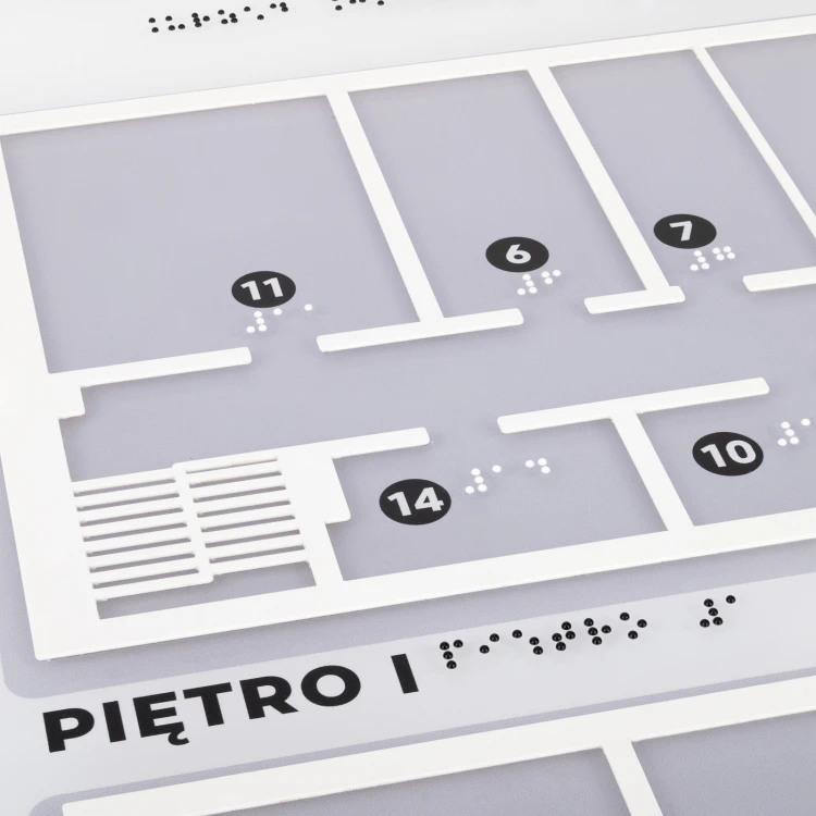 Duży plan tyflograficzny z pismem Braille'a - plexi i ADA - wym: 560x530mm - TAB535