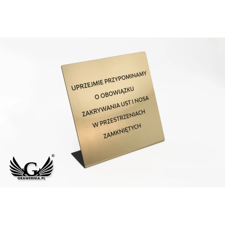Duży stojak z dowolnym tekstem - laminat grawerski metalizowany i szczotkowany - ST010 - wys ok 18cm 