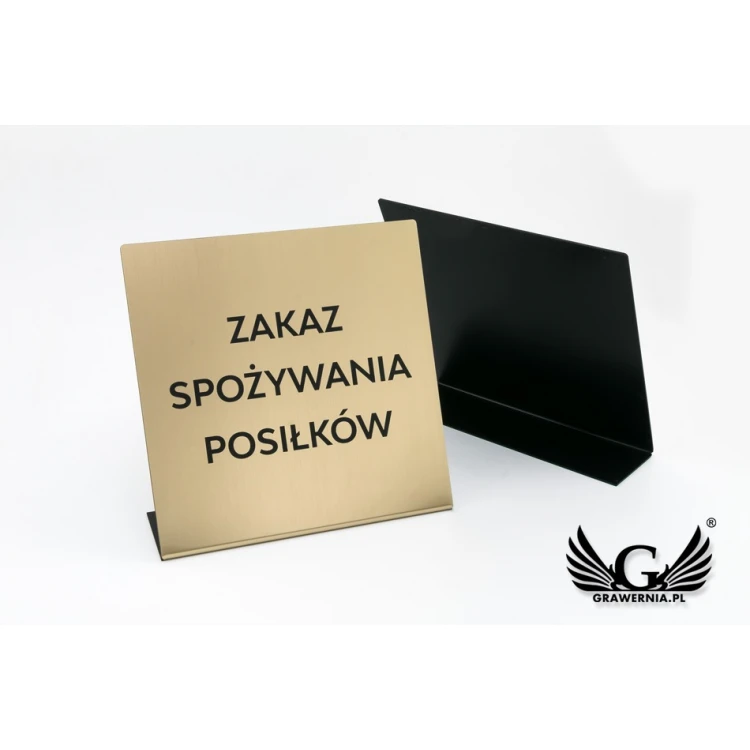 Duży stojak z dowolnym tekstem - laminat grawerski metalizowany i szczotkowany - ST010 - wys ok 18cm 