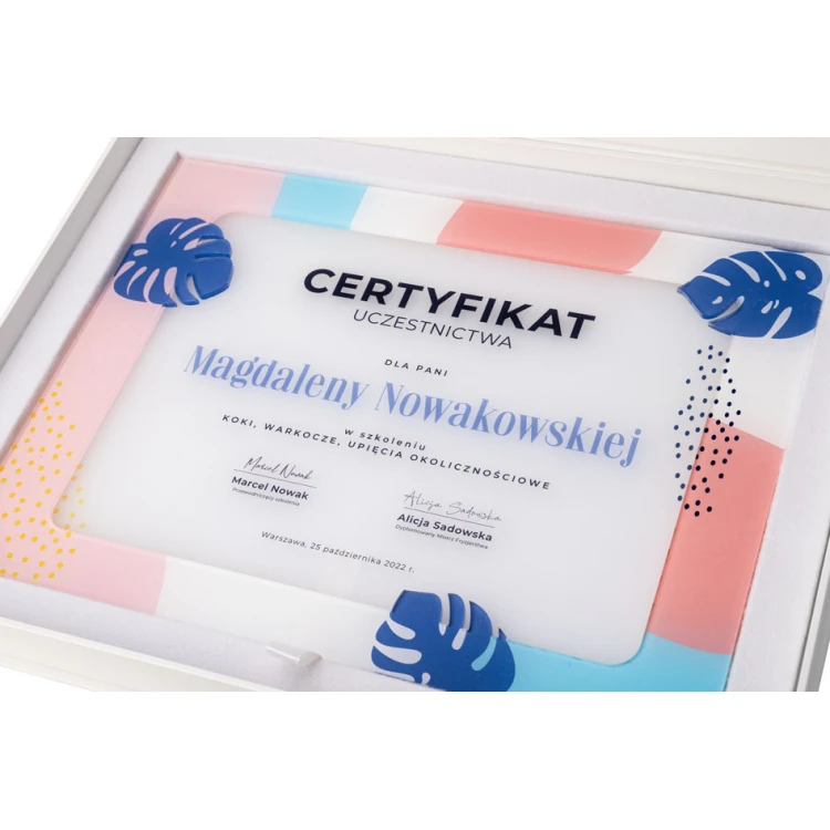 Dyplom akrylowy - Certyfikat uczestnictwa - kolorowy druk UV - DUV084