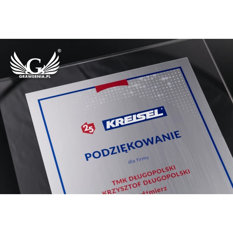 Dyplom akrylowy - podziękowanie za współpracę - wym: 297x210mm (A4) - DUV035 