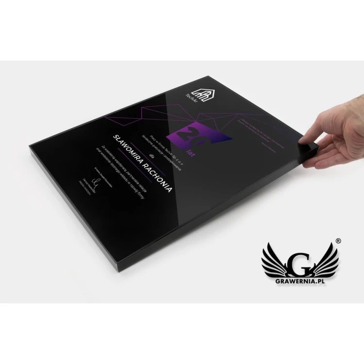 Dyplom biznesowy exclusive black glass - wymiary: 400x300mm - DUV034