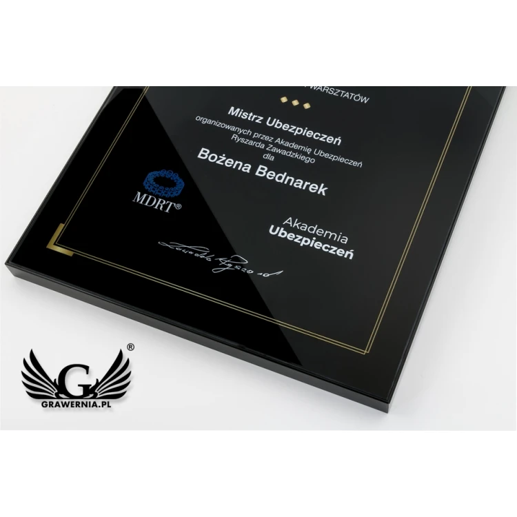 Dyplom biznesowy exclusive black glass - wymiary: 400x300mm - DUV034